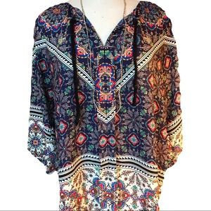 Bohemian (Boho)  Multicolored Peasant Tunic Top